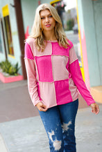 Load image into Gallery viewer, Pink/Blush Checkerboard Outseam Colorblock Sweater Top