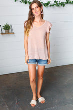 Load image into Gallery viewer, Vintage Coral Two Tone V Neck Ruffle Sleeve Top