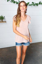 Load image into Gallery viewer, Vintage Coral Two Tone V Neck Ruffle Sleeve Top