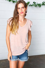 Load image into Gallery viewer, Vintage Coral Two Tone V Neck Ruffle Sleeve Top
