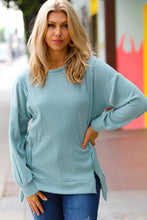 Load image into Gallery viewer, Sage Mineral Wash Rib Knit Pullover Top
