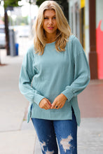 Load image into Gallery viewer, Sage Mineral Wash Rib Knit Pullover Top