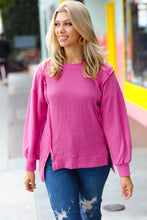 Load image into Gallery viewer, Magenta Mineral Wash Rib Knit Pullover Top