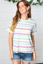 Load image into Gallery viewer, Lime &amp; Navy Textured Vintage Stripe Top