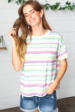Load image into Gallery viewer, Lime &amp; Navy Textured Vintage Stripe Top
