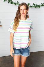 Load image into Gallery viewer, Lime &amp; Navy Textured Vintage Stripe Top