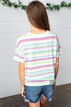 Load image into Gallery viewer, Lime &amp; Navy Textured Vintage Stripe Top