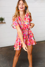 Load image into Gallery viewer, Vibrant Multicolor Floral Print Surplice Romper