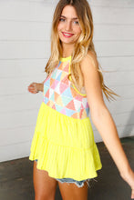Load image into Gallery viewer, Yellow Geometric Knit Babydoll Halter Top