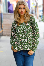 Load image into Gallery viewer, Olive Floral Print Babydoll Top