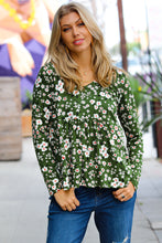 Load image into Gallery viewer, Olive Floral Print Babydoll Top