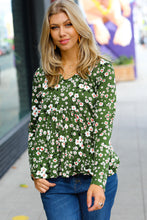 Load image into Gallery viewer, Olive Floral Print Babydoll Top
