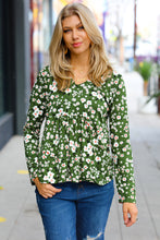 Load image into Gallery viewer, Olive Floral Print Babydoll Top