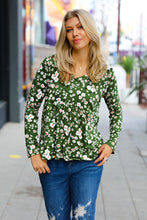 Load image into Gallery viewer, Olive Floral Print Babydoll Top