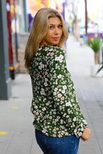 Load image into Gallery viewer, Olive Floral Print Babydoll Top