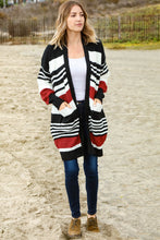 Load image into Gallery viewer, Rust and Black Color Block Sweater Open Cardigan