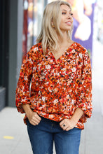 Load image into Gallery viewer, Rust Floral Print V Neck Woven Top