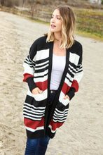 Load image into Gallery viewer, Rust and Black Color Block Sweater Open Cardigan