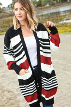 Load image into Gallery viewer, Rust and Black Color Block Sweater Open Cardigan