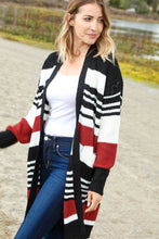 Load image into Gallery viewer, Rust and Black Color Block Sweater Open Cardigan
