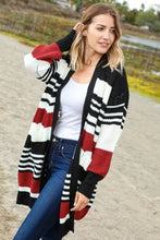 Load image into Gallery viewer, Rust and Black Color Block Sweater Open Cardigan