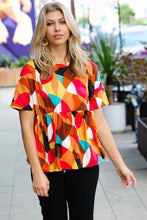 Load image into Gallery viewer, Teal &amp; Mustard Geo Print Drop Shoulder Babydoll Top