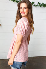 Load image into Gallery viewer, Mauve Eyelet Puff Sleeve Babydoll Top