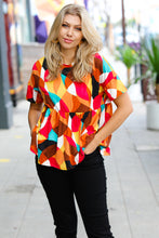 Load image into Gallery viewer, Teal &amp; Mustard Geo Print Drop Shoulder Babydoll Top