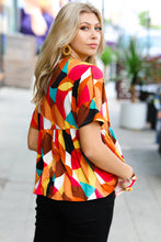 Load image into Gallery viewer, Teal &amp; Mustard Geo Print Drop Shoulder Babydoll Top