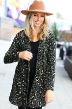 Load image into Gallery viewer, Weekend Envy Olive Animal Print Open Cardigan