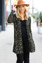 Load image into Gallery viewer, Weekend Envy Olive Animal Print Open Cardigan