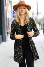 Load image into Gallery viewer, Weekend Envy Olive Animal Print Open Cardigan