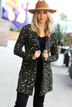 Load image into Gallery viewer, Weekend Envy Olive Animal Print Open Cardigan