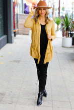 Load image into Gallery viewer, Face the Day Mustard Two-Tone Ruffle Cardigan