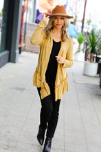 Load image into Gallery viewer, Face the Day Mustard Two-Tone Ruffle Cardigan