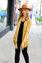 Load image into Gallery viewer, Face the Day Mustard Two-Tone Ruffle Cardigan
