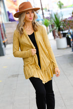 Load image into Gallery viewer, Face the Day Mustard Two-Tone Ruffle Cardigan