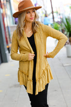 Load image into Gallery viewer, Face the Day Mustard Two-Tone Ruffle Cardigan