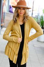 Load image into Gallery viewer, Face the Day Mustard Two-Tone Ruffle Cardigan
