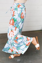 Load image into Gallery viewer, Grey Floral Smocked Waist Side Slit Palazzo Pants