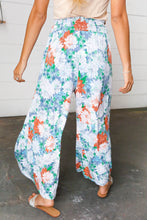 Load image into Gallery viewer, Grey Floral Smocked Waist Side Slit Palazzo Pants