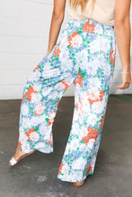 Load image into Gallery viewer, Grey Floral Smocked Waist Side Slit Palazzo Pants