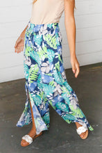 Load image into Gallery viewer, Tropical Print Boho Smocked Waist Side Slit Palazzo Pants