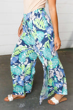 Load image into Gallery viewer, Tropical Print Boho Smocked Waist Side Slit Palazzo Pants