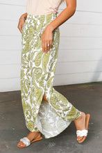 Load image into Gallery viewer, Light Green Paisley Print Side Slit Palazzo Pants