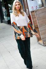 Load image into Gallery viewer, All I AskTaupe Boho Patchwork Print Babydoll Top
