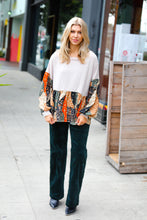 Load image into Gallery viewer, All I AskTaupe Boho Patchwork Print Babydoll Top