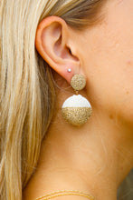 Load image into Gallery viewer, Gold &amp; Ivory Lantern Raffia Dangle Ball Earrings