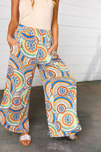 Load image into Gallery viewer, Multicolor Mandala Print Smocked Waist Side Slit Palazzo Pants