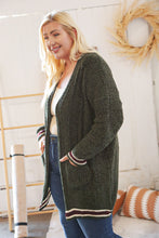 Load image into Gallery viewer, Forest Green Chenille Velvet Open Pocket Cardigan